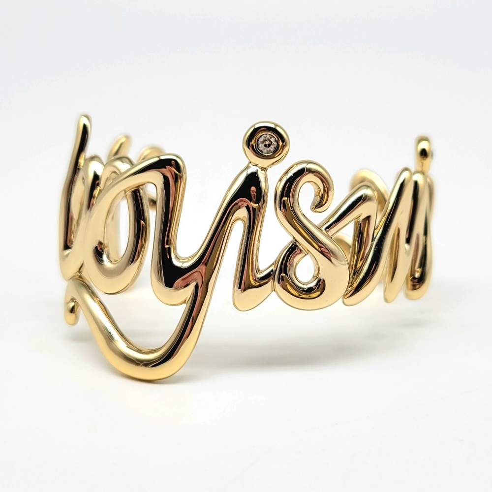Alexis Bittar The Boy is Mine Limited Edition Gold Cursive Phrase Cuff Bracelet